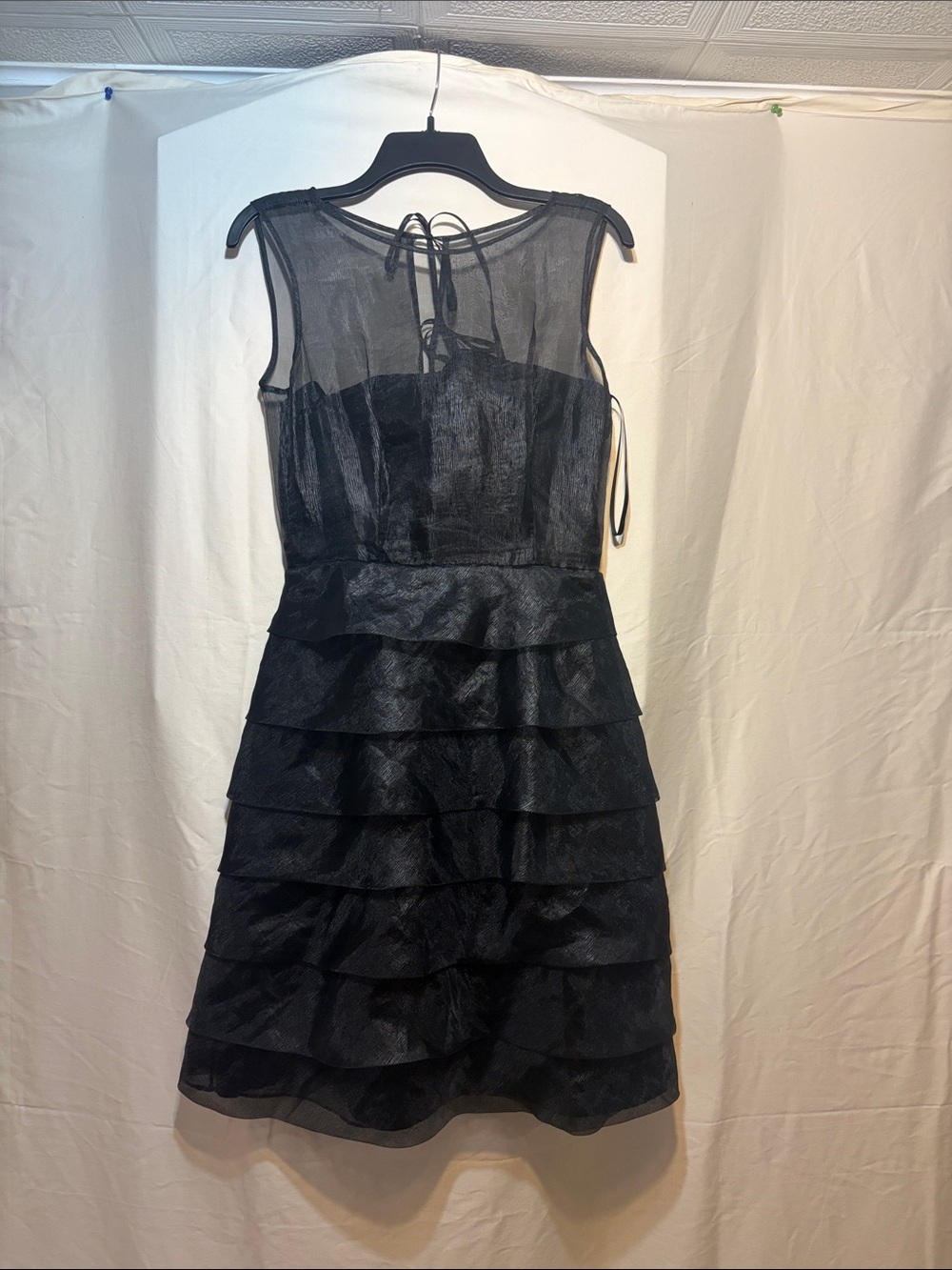 Marc Jacob’s Sleeveless Black Tiered Taffeta Midi Dress